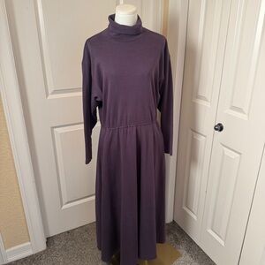Vintage Banana Republic Safari Travel Turtleneck Maxi Dress M Purple